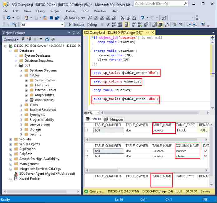 SQL Server Management Studio lote de comandos