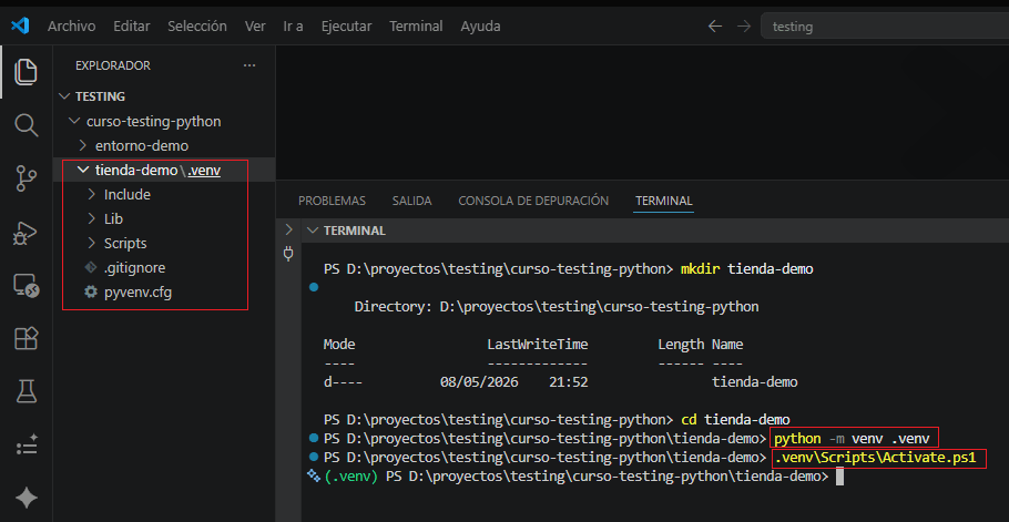 Actualización de pip e instalación de pytest