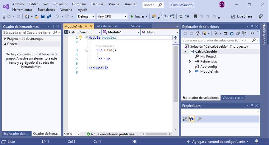 Microsoft Visual Studio - esqueleto proyecto