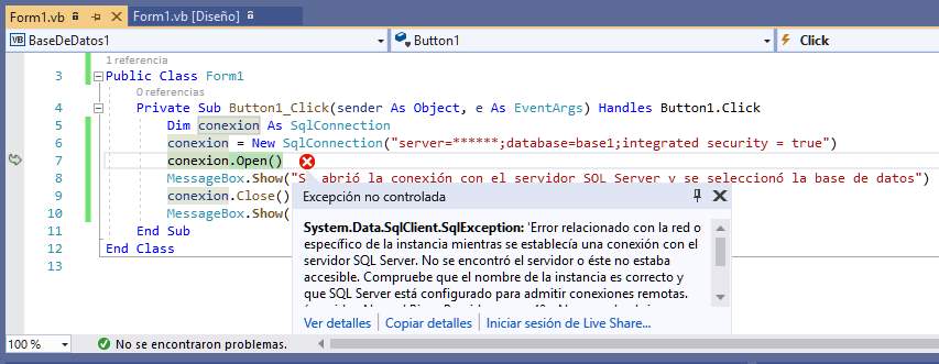 error SqlConnection SQL Server